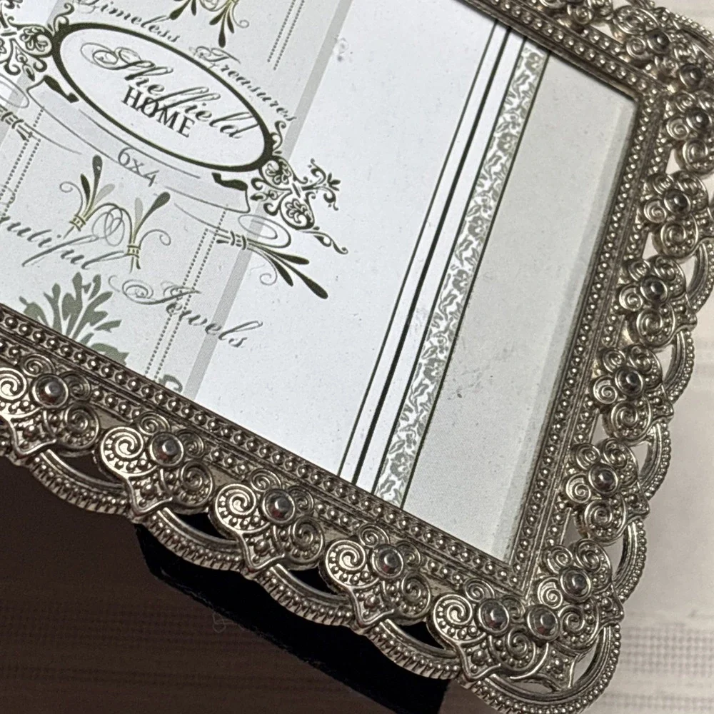 Sheffield Jewel Photo Frame 4x6 Silver Metal Enamel Ornate Gallery Wall